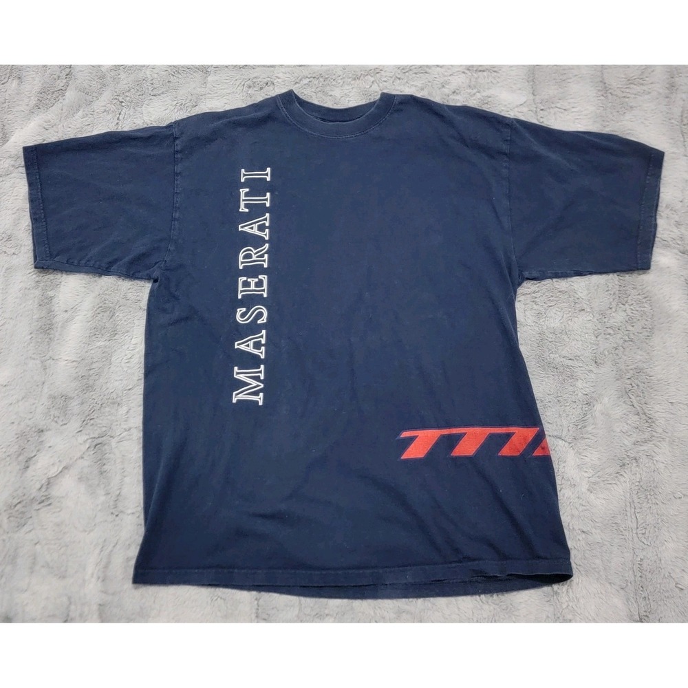 Vintage Maserati Trident Racing Shirt Mens Medium Blue Trofeo Original Formula 1